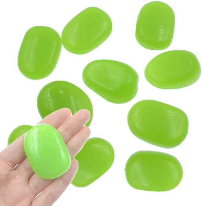 QTTLLI 20Pcs 4.5CM Large Glow Pebbles Glow in The Dark Decorative Stones Rocks for Garden Path Walkway Yard Fish Tank, Grass Green