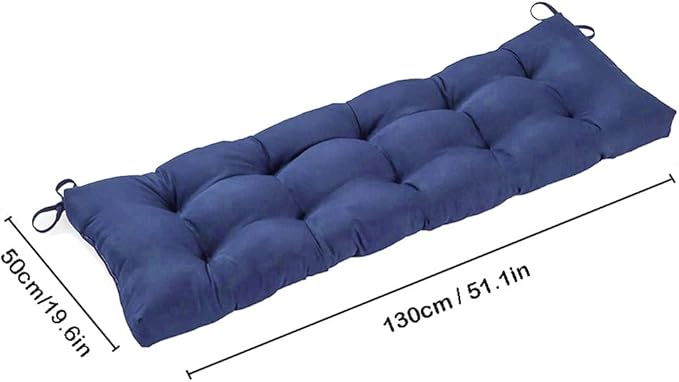 Indoor/Outdoor Bench Cushion, Cotton, for Garden Furniture, Loveseat Cushion, 51.2"x19.7" Patio Wicker Seat Cushions for Lounger Bench (Navy Blue),
