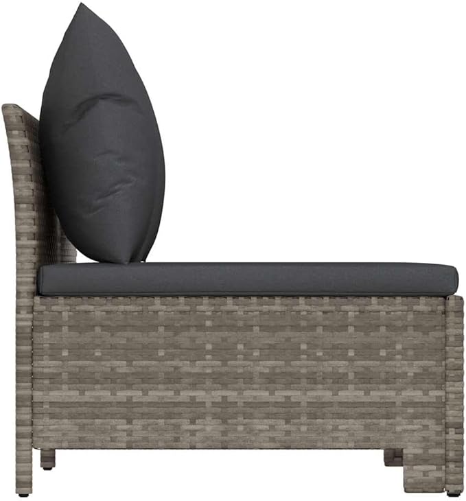 2-Seater Garden Sofa Grey Poly Rattan, Powder-Coated Steel, Polyester Garden Furniture Set Patio Furniture Set for Backyard Backyard