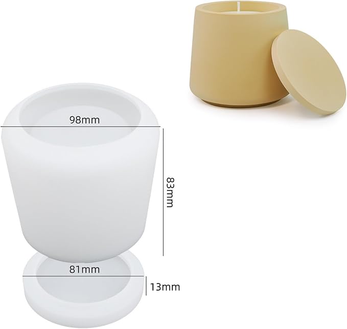 Candle Jar Resin Mold with Lid,Silicone Concrete Molds for Candle Holder,Candle Jar Silicone Mould for Candle Making Supplies