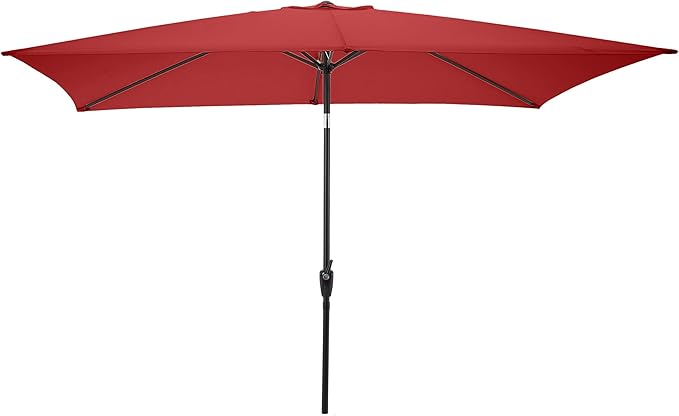 Rectangular Patio Umbrella - 10ft Easy Crank Sun Shade with Push Button Tilt for Outdoor Furniture, Deck, Yard, or Pool by Pure Garden