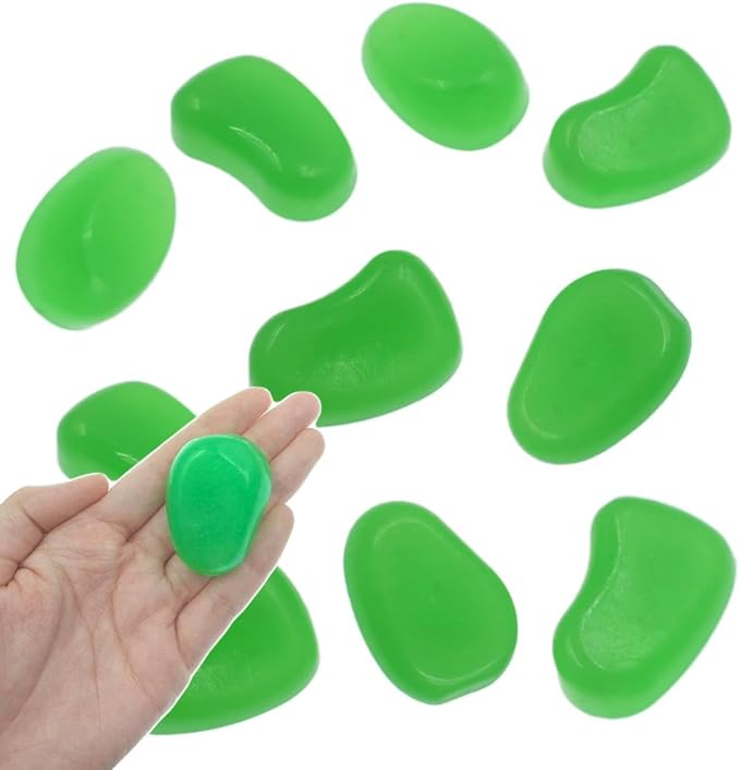 QTTLLI 20Pcs 4.5CM Large Glow Pebbles Glow in The Dark Decorative Stones Rocks for Garden Path Walkway Yard Fish Tank, Green