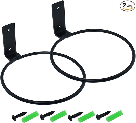 2PCS 5 Inch Plant Stand Ring Black Metal Wall Mounted Planter Hook Suitable for Garden or Indoor Wall Planter Holder