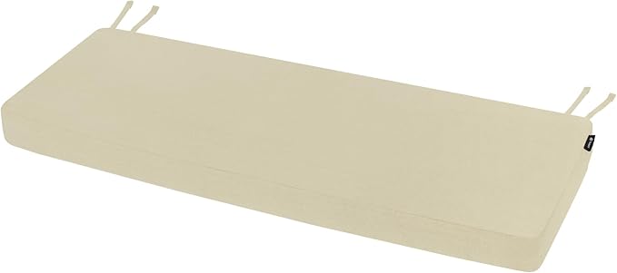 Favoyard Outdoor Bench Cushion 59 x 16 Inch Rainproof Patio Furniture Cushions 3-Year Color Fastness Garden Settee Porch Pads with Ties, Beige
