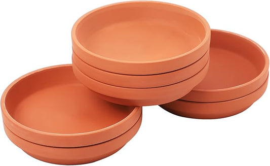 Yishang 6.5 Inch Large Terracotta Pot Plant Saucer - 7pcs Middle Round Plant Pot Saucers, Middle Clay Plant Tray Perfect for 6/6.5/7 Inch Flower Pot with Drainage Hole and Great for Indoor/Outdoor