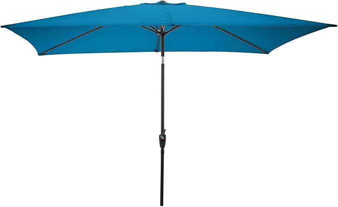 Rectangular Patio Umbrella - 10ft Easy Crank Sun Shade with Push Button Tilt for Outdoor Furniture, Deck, Yard, or Pool by Pure Garden