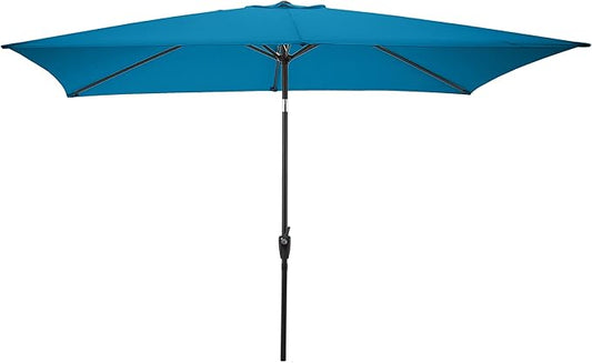 Rectangular Patio Umbrella - 10ft Easy Crank Sun Shade with Push Button Tilt for Outdoor Furniture, Deck, Yard, or Pool by Pure Garden