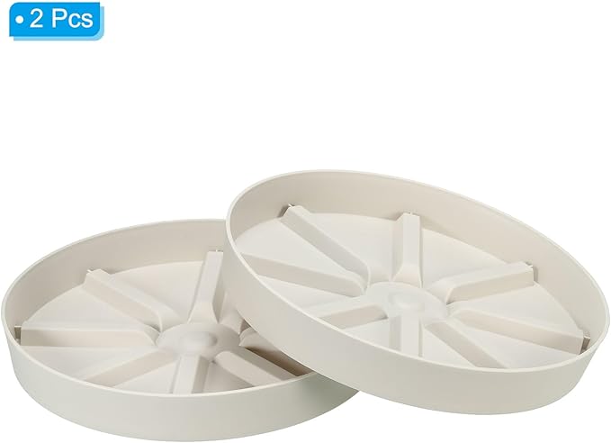 PATIKIL 9 Inch Plant Saucers Tray, 2Pcs Durable Plastic Round Flower Pot Drip Tray Thicker Anti-Rot Root for Indoors Outdoors Home Garden, Beige