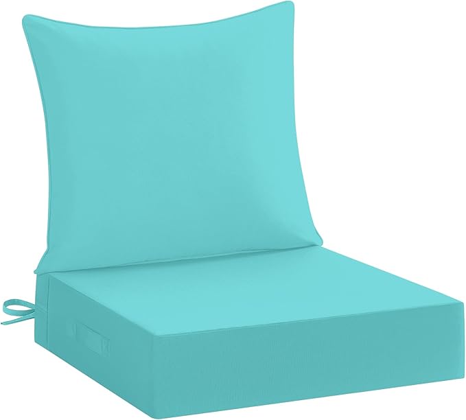downluxe 24x24 Outdoor Chair Cushions, Waterproof Fade Resistant Patio Furniture Cushions with Handle & Removable Cover, Deep Seat Outdoor Cushions for Sofa, Couch and Patio Chairs, Teal