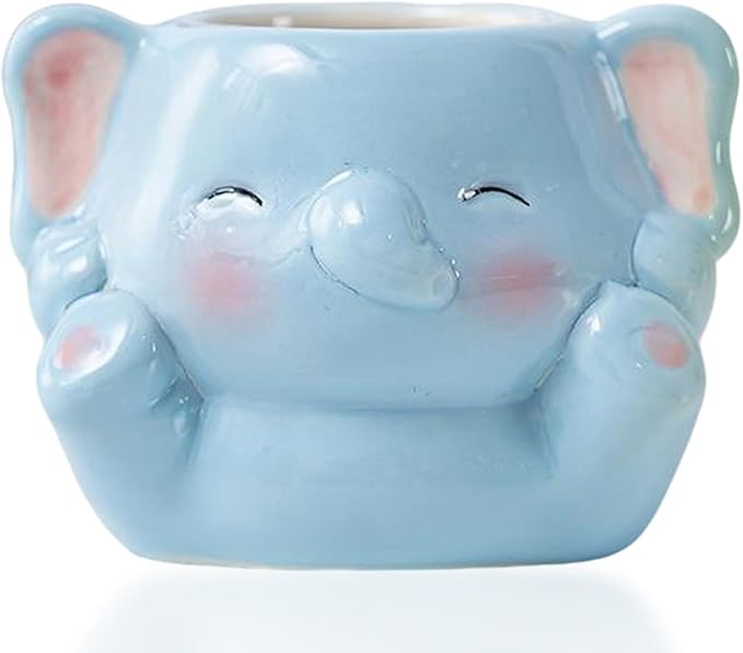 Ceramics Animals Succulent Planters Small Succulent Pots Cute Plant Pots Tabletop Decorations for Indoor Plants Home Office Garden Flower Pot Gifts for Plants Lover (Elephant)