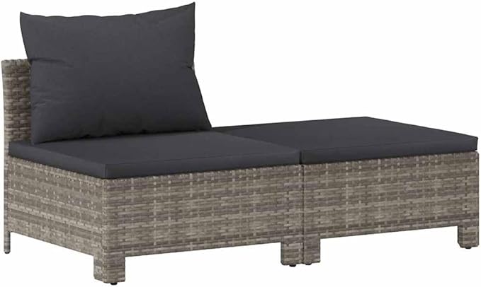 Garden Lounge Set Gray Poly Rattan Medium Lightweight Outdoor Furniture Set Garden Seating Ensemble for Pond Backyard