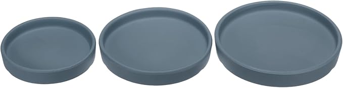 3 Pack Planter Saucers - Ceramic Plant Tray Flower Pot Drip Trays Round Apply to Outdoor/Garden (4/5/6inch, Navy Blue)