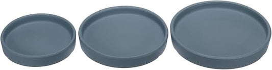 3 Pack Planter Saucers - Ceramic Plant Tray Flower Pot Drip Trays Round Apply to Outdoor/Garden (4/5/6inch, Navy Blue)