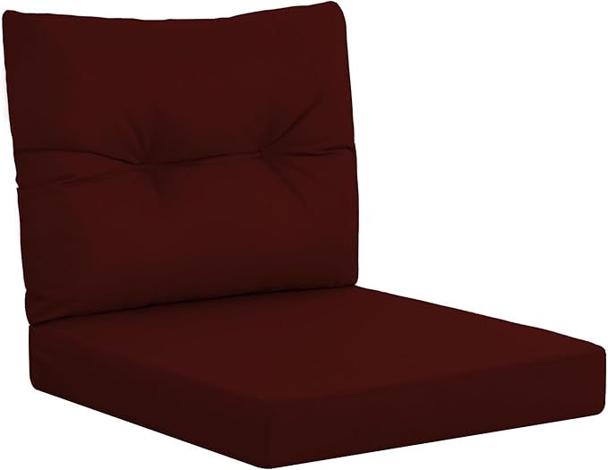 YEFU Olefin Outdoor Chair Cushions: Fade Resistant Outdoor Seat Cushion 24 x 24 - All Weather Patio Furniture Cushion with Ties - Deep Seat Patio Cushions for Chair Sofa Couch(Wine Red)