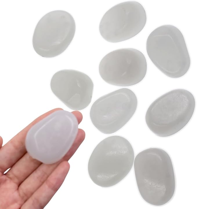 QTTLLI 20Pcs 4.5CM Large Glow Pebbles Glow in The Dark Decorative Stones Rocks for Garden Path Walkway Yard Fish Tank, White