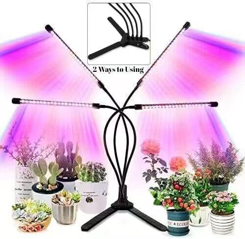 Grow Lights for Indoor Plants - 84 LED Full Spectrum Clip Plant Growing Light (4 Heads 2 Pack)