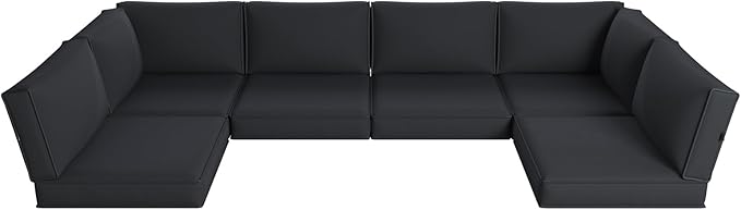 Aoxun Replacement Cushions for Outdoor Furniture, 14-Piece Outdoor Cushions for Patio Furniture, Deep Seat, Splash-Proof & Fade Resistant Couch Cushion for 6-Seat Patio Conversation Sets, Black