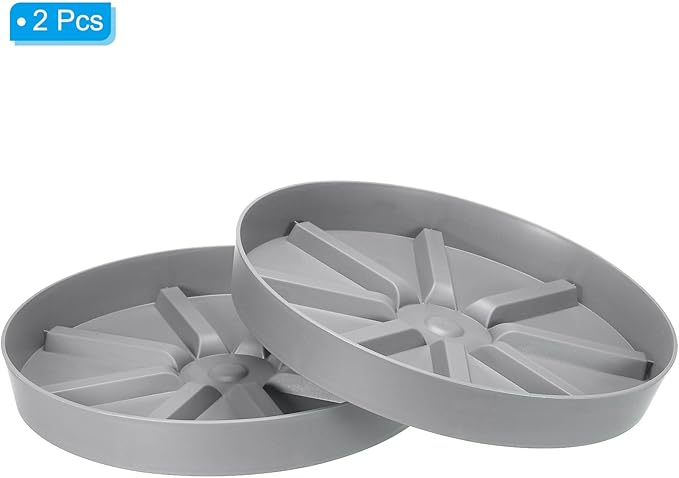 PATIKIL 11.8 Inch Plant Saucers Tray, 2Pcs Durable Plastic Round Flower Pot Drip Tray Thicker Anti-Rot Root for Indoors Outdoors Home Garden, Grey
