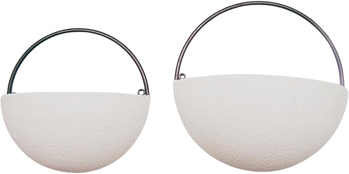 Wowser White Semi-Circle Wall Planters, Hanging Garden Decor, Set of 2 Assorted Sizes