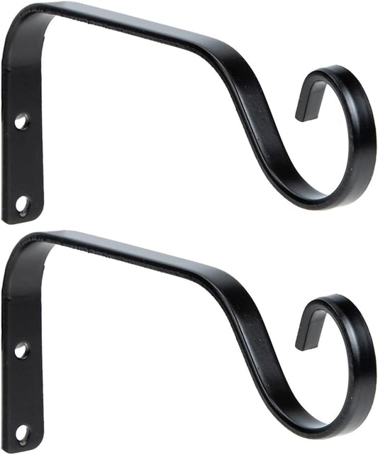 Kisangel 2pcs 7.3-inch Black Iron Hanging Plant Brackets Wall-Mounted Upturned Hooks for Garden Planters Lanterns and Outdoor Décor