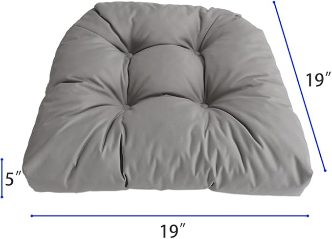 amberr Outdoor Chair Cushions Set of 2, Waterproof Outdoor Seat Cushions for Patio Furniture,Wicker Chair Cushions with Adjustable Straps (Light Grey, 19" x 19"x 5"（2 Pack)