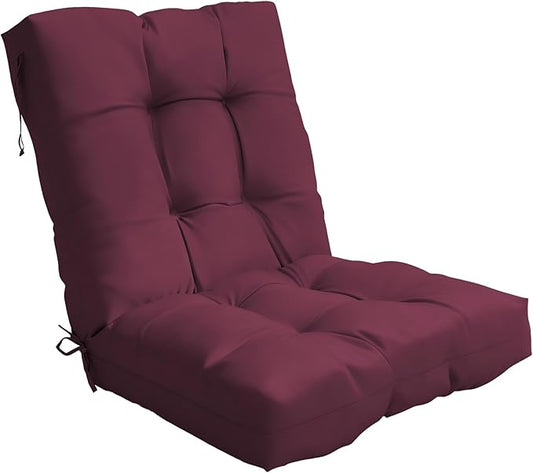 Outdoor Chair Cushion, 42x21x4 Inch Patio Cushions for Dining/Rocking Chairs, High Back Soft Seat Pad with Ties, Indoor Outside Use, Fade-Resistant & Waterproof, Burgundy