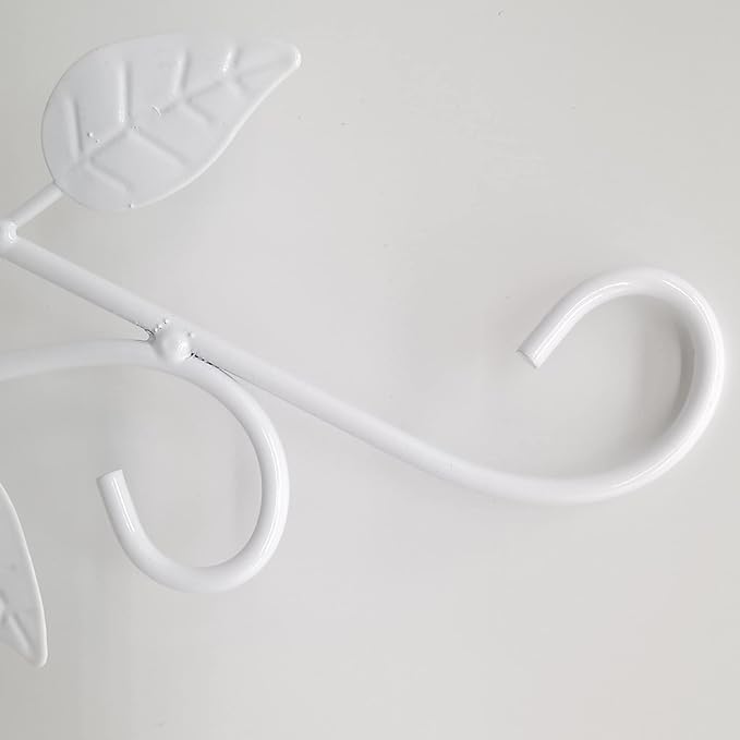 RONYOUNG 4PCS Hanging Plant Bracket 12in Metal Wrought Iron Planter Hooks Wall Mounted Decorative Hanger Hook for Hanging Indoor Outdoor Planter Flower Pot Bird Feeder Wind Chime Lanterns (White)