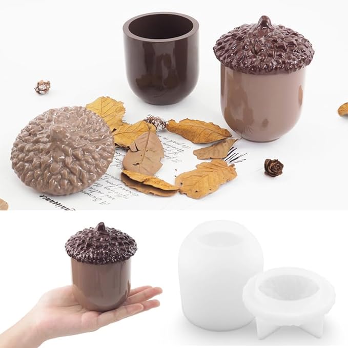LSLEVA Storage Boxes with Lids - Creative Silicone Candle Vessels Pot Molds, Concrete Round Stripe Bottle Making Moulds for Storage and Candle Holder (Pine Cone)