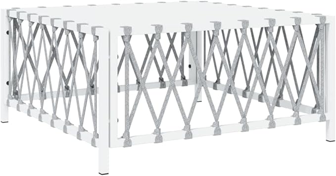 SKM 7 Piece Garden Lounge Set with Cushions White Steel (Weight-108KG)