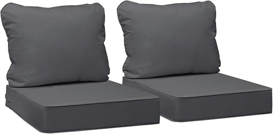 AAAAAcessories Outdoor Seat Cushions for Chairs, Fade-Resistant, Waterproof Patio Furniture Replacement Cushions, 22" x 22" x 3" + 22" x 17", Set of 2, Dark Gray
