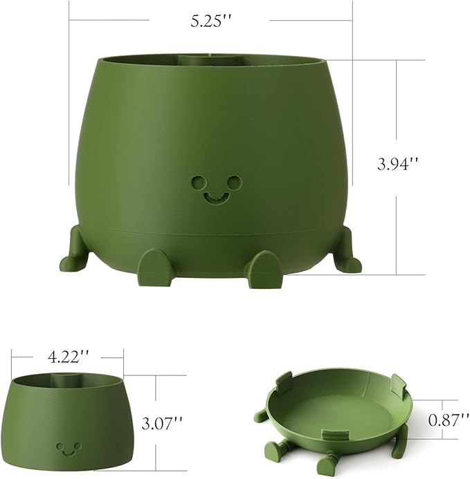 TOPOLA Happy Face Planter, 5.2 Inches Plastic Plant Pot, Self Watering Plant Pot with Drainage Holes for Indoor Outdoor, Succulent Pot, Funny Flower Pot, White