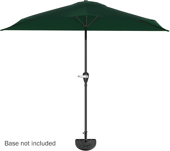 Half Umbrella Outdoor Patio Shade - 9 ft Half Patio Umbrella with Easy Crank - Small Canopy for Balcony, Table, or Deck by Pure Garden (Hunter Green)