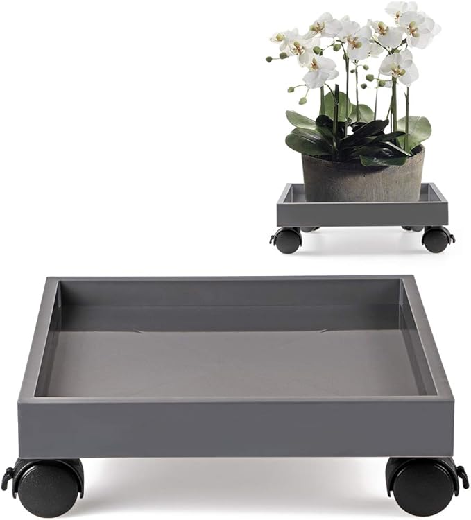 Skelang Square Wheeled Plant Dolly - ABS Planter Trays, Heavy Duty, Load Capacity 110 Lbs