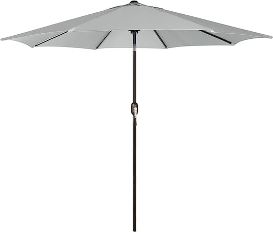 Blissun 9' Outdoor Patio Umbrella, Outdoor Table Umbrella, Yard Umbrella, Market Umbrella with 8 Sturdy Ribs, Push Button Tilt and Crank