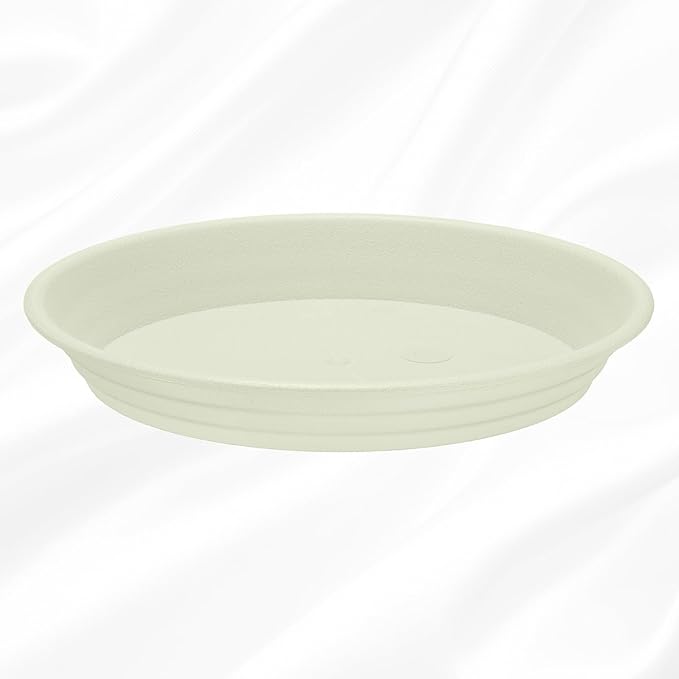 HARFINGTON Plastic Plant Saucer 6.1" Round Drip Trays Flower Pot Saucers Flower Base Bottom Drainage Tray for Indoors Outdoors Planters, Beige