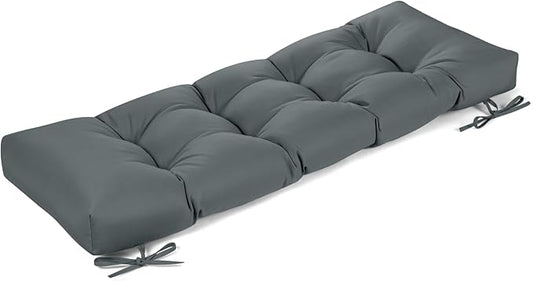 ROFIELTY Outdoor Bench Cushion, Waterproof/Sun-Proof Fabric, Tufted Bench Cushion with 2 Ties, Suitable for Outdoor Garden Bench/Swing/Indoor Furniture (Dark Gray, 42×16×4)