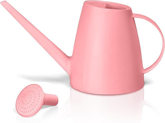 Plastic Watering Can - for Indoor and Outdoor House Plant Garden - with Long Spout - 1/2 Gallon - Pink
