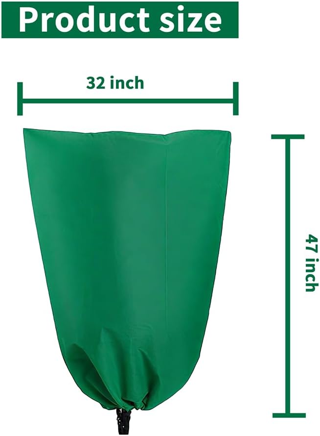 Baccessor 2PC Winter Plant Covers Freeze Protection Kit - 32x47 Reusable Frost Blankets with Adjustable Drawstring for Outdoor Samll Bushes Potted Plants Tree