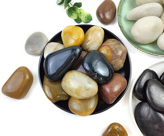 5LB Mixed Color River Rocks - 2-3 inch High Polished Decorative Pebbles, Stones for Landscaping,Natural River Rocks for Outdoor Décor, Plants,Vase Filler,Fish Tank