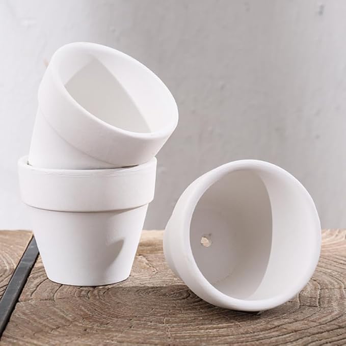 30-Pack Mini White Clay Pots – Small Ceramic Flower Pots for Succulents, Cactus, DIY Crafts, Fairy Garden, School Projects, Mini Planters, Set of 30 (White Clay, 1.2 Inch)