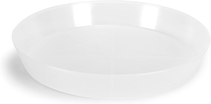 18 Inch (16.3 Inch Base) Case of 2 Plant Saucers - White Granite Colored Polypropylene – Heavy Duty Indoor/Outdoor – Collects Flower Pot Drainage and Excess Water– Made in USA