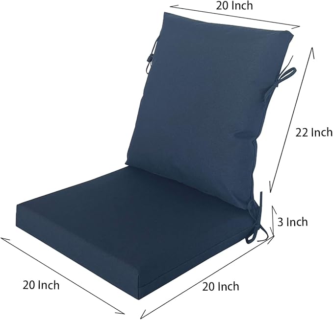 20"x20" Outdoor Universal Cushion Set of 1, Patio Cushions with Handles & Ties, Water-Proof Stain-Resistant UV Resistant Weather Resistant High Resilience Foam with YKK Zippers,Blue