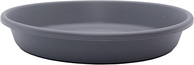 The HC Companies Flower Pot Saucers - Plastic Plant Saucer for Outdoors & Indoors - Traditional Design Plant Pot Trays for Water Drainage - Durable & Stylish Round Plant Tray (10-inch Warm Gray)