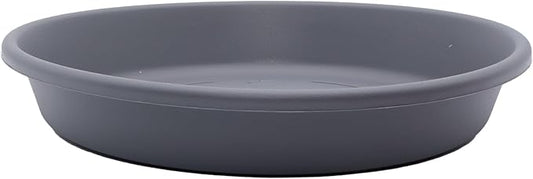 The HC Companies Flower Pot Saucers - Plastic Plant Saucer for Outdoors & Indoors - Traditional Design Plant Pot Trays for Water Drainage - Durable & Stylish Round Plant Tray (14-inch Warm Gray)