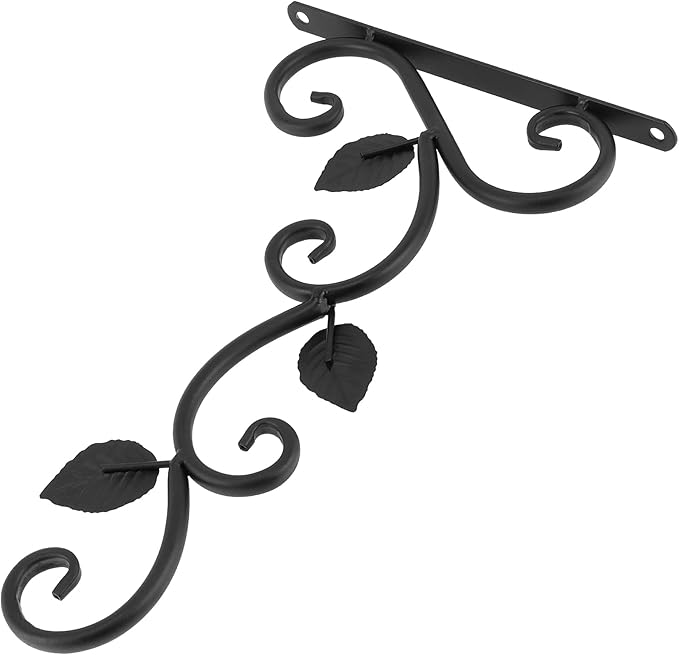 HAKZEON 4 Pack 12 Inches Wall Hook Hanging Plant Bracket, Metal Planter Hook Wall Mounted Elegant Decorative Hanger Hook with Screws, for Lanterns, Planters, Flower Baskets, Wind Chimes, Black