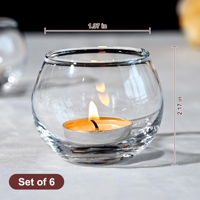 Candle Holder, Glass Candle Holder, Transparent Votive Candle Holders, Can be Used for Engagement, Wedding, Party, Gift Giving and Other Occasions Set of 6