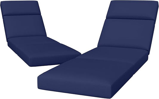 2 Pcs Chaise Lounge Cushions Outdoor, 72 x 21 x 4 Inch Lounge Chair Cushions for Outdoor Furniture - Waterproof Lounge Patio Replacement Cushion, 4In Fade-Resistant ThickPatio Chaise Lounge Cushion