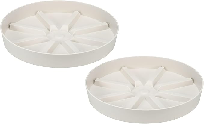 PATIKIL 11.8 Inch Plant Saucers Tray, 2Pcs Durable Plastic Round Flower Pot Drip Tray Thicker Anti-Rot Root for Indoors Outdoors Home Garden, Beige