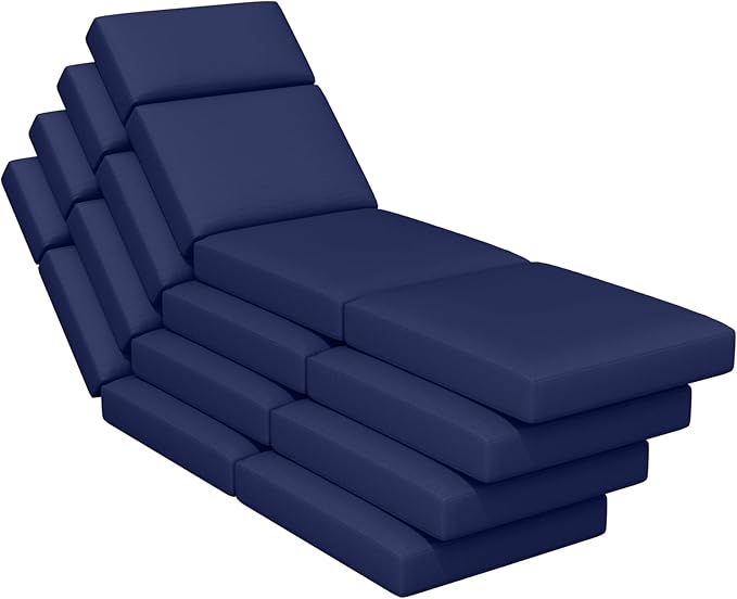 4 Pcs Chaise Lounge Cushions Outdoor, 80 x 26 x 4 Inch Lounge Chair Cushions for Outdoor Furniture - Waterproof Lounge Patio Replacement Cushion, 4In Fade-Resistant ThickPatio Chaise Lounge Cushion