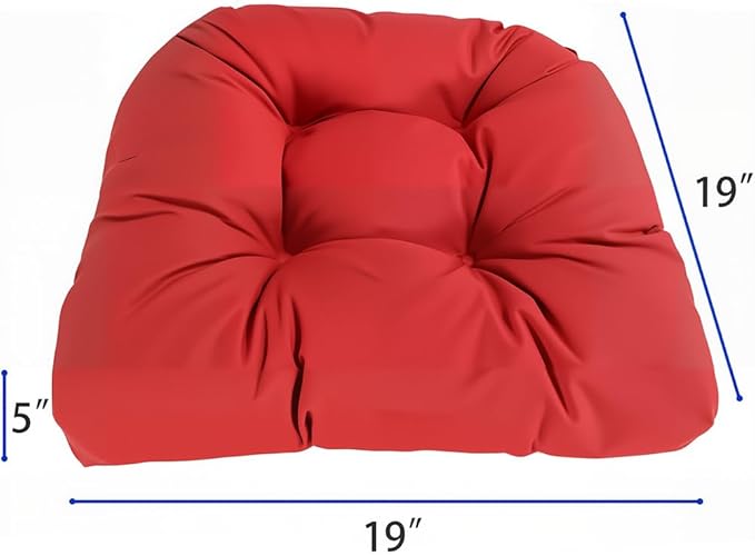amberr Outdoor Chair Cushions Set of 2, Waterproof Outdoor Seat Cushions for Patio Furniture,Wicker Chair Cushions with Adjustable Straps (Red, 19" x 19"x 5"（2 Pack)